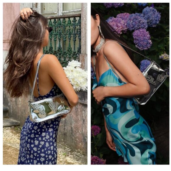 BY FAR Dulce Logo Mini Shoulder Bag in Metallic Silver - Picture 3 of 14